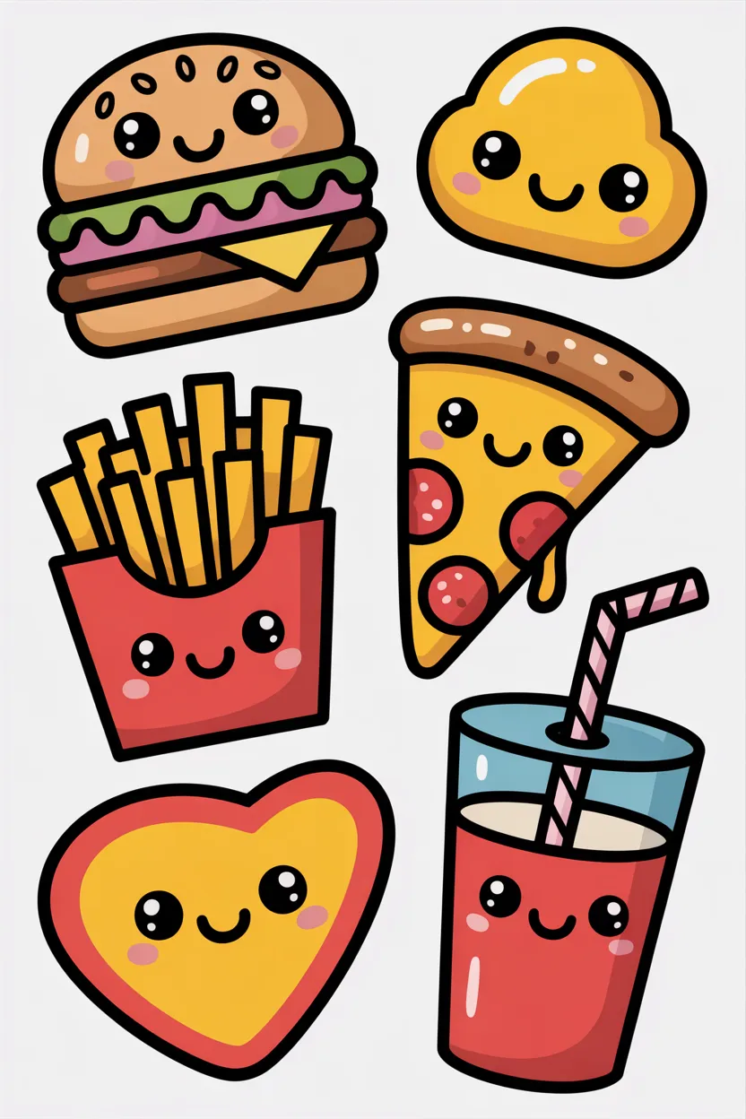 food doodle stickers free printable