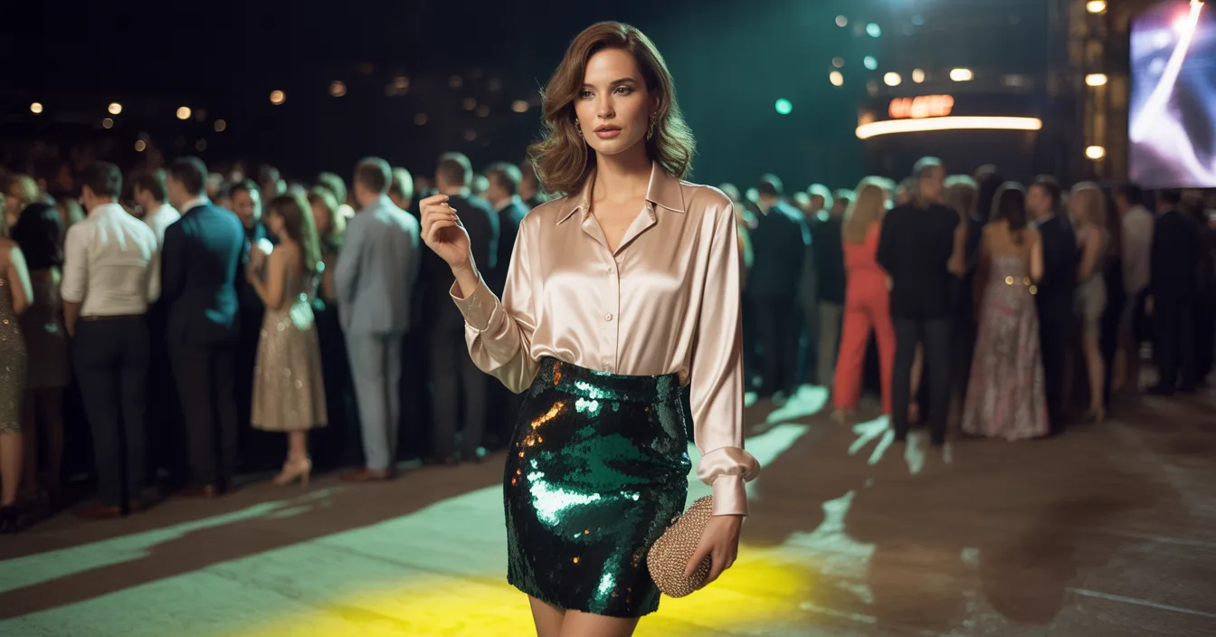 Emerald Green Sequin Skirt Ensemble