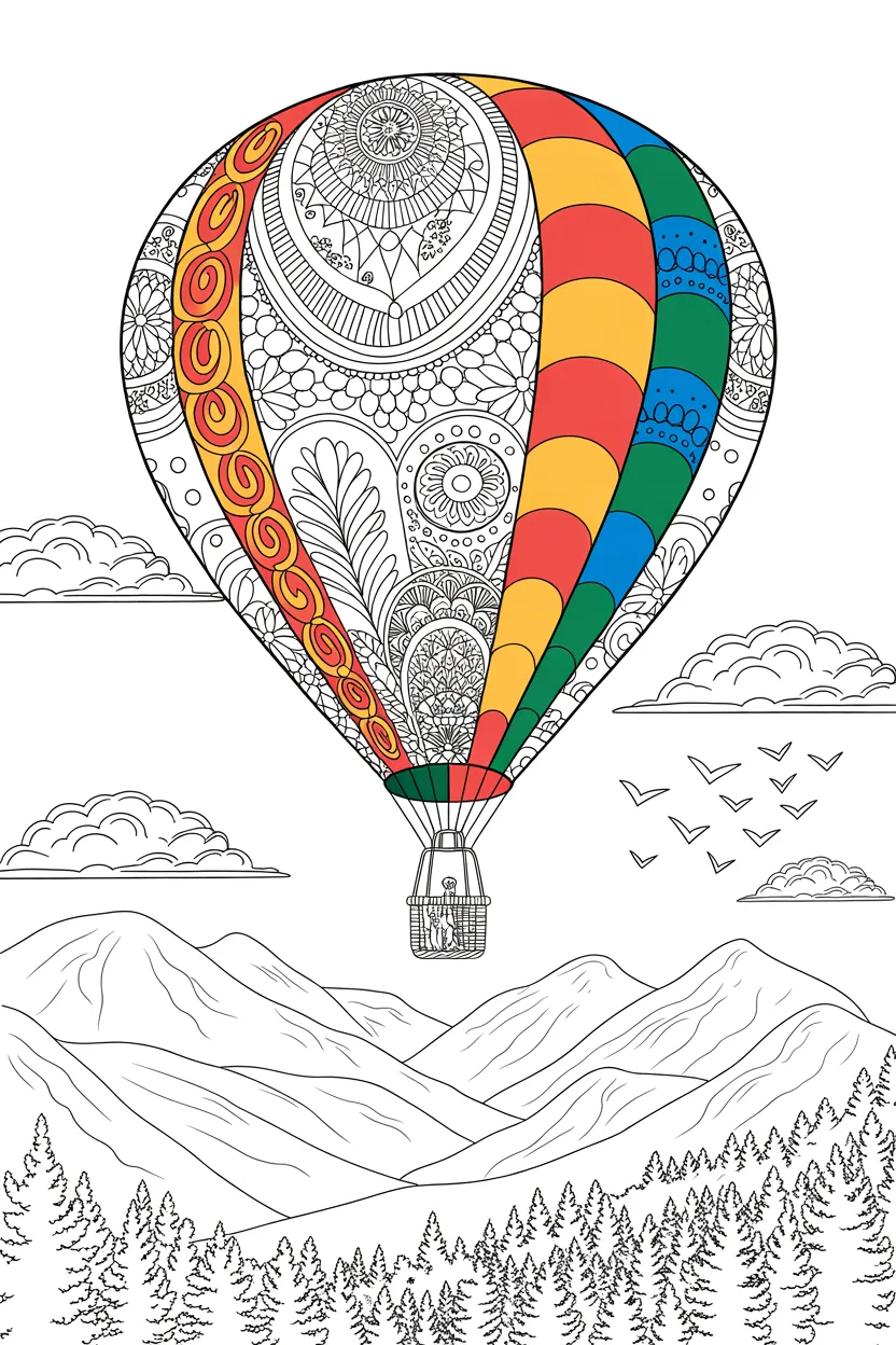 hot air balloon coloring pages free printable