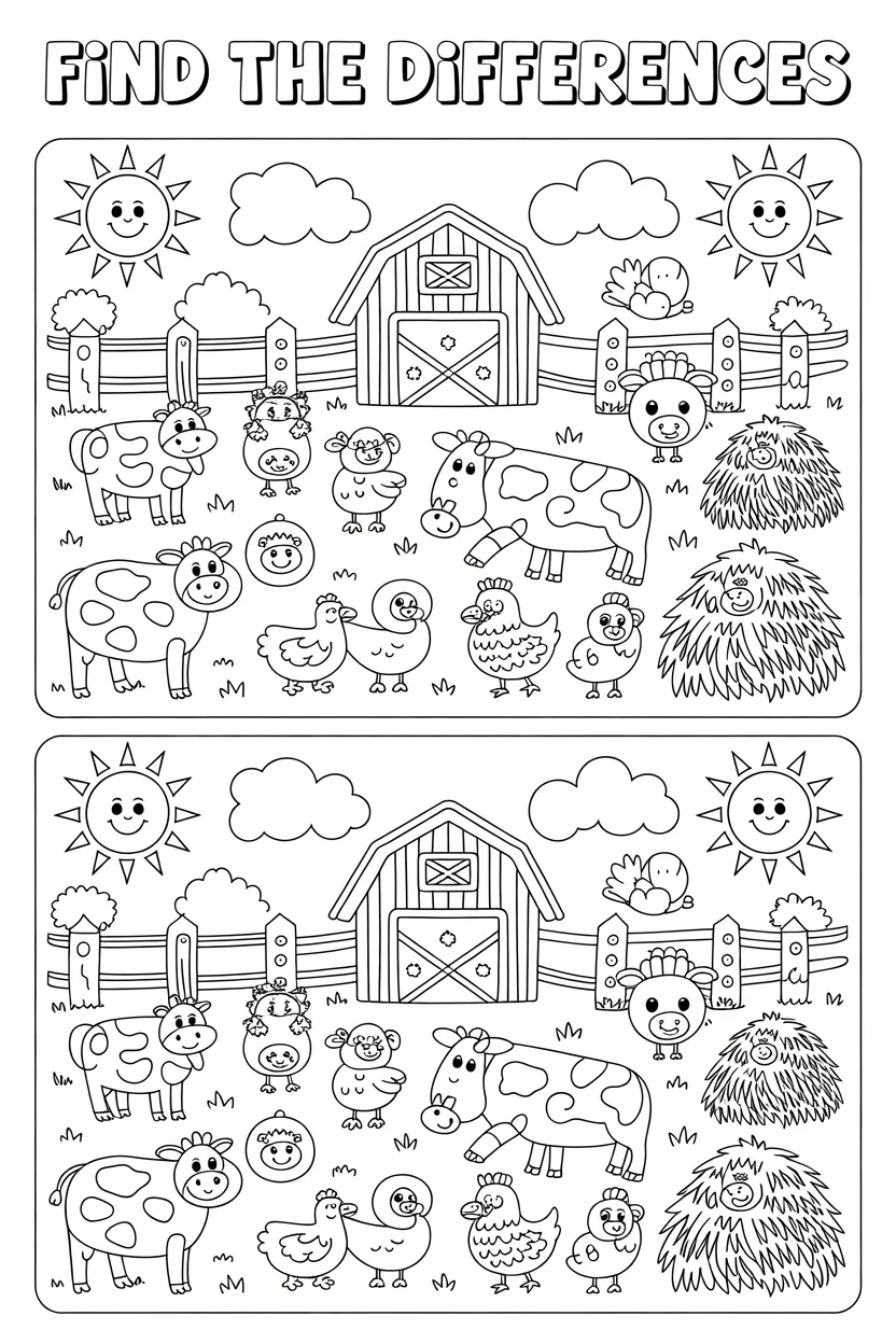 5 Find the Difference Activity Coloring Pages