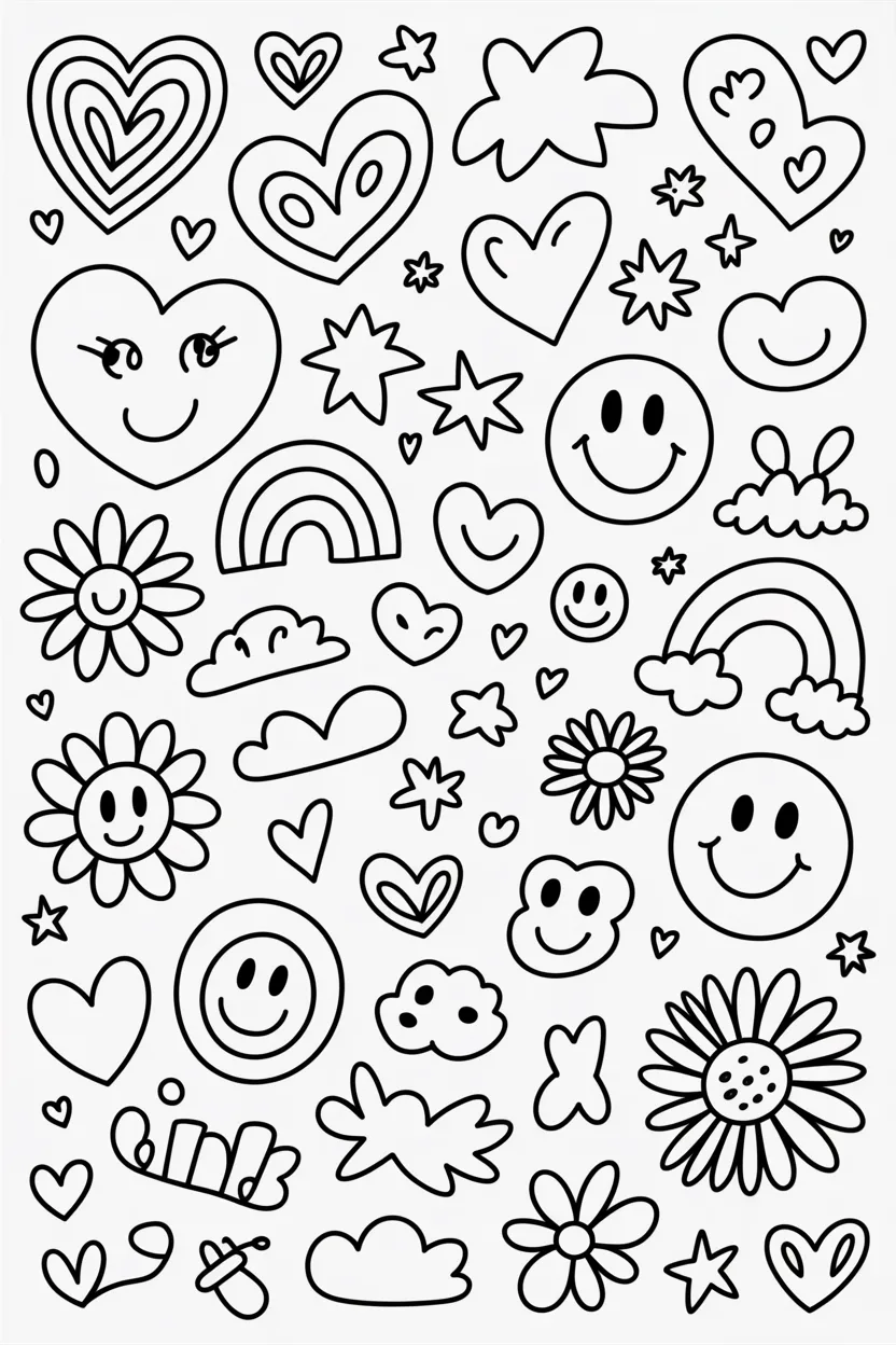 Trendy doodle coloring pages free printable