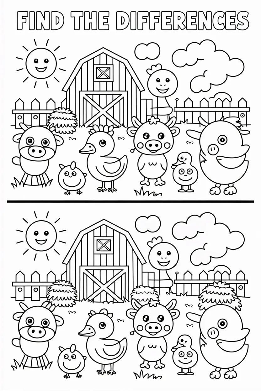 5 Find the Difference Activity Coloring Pages