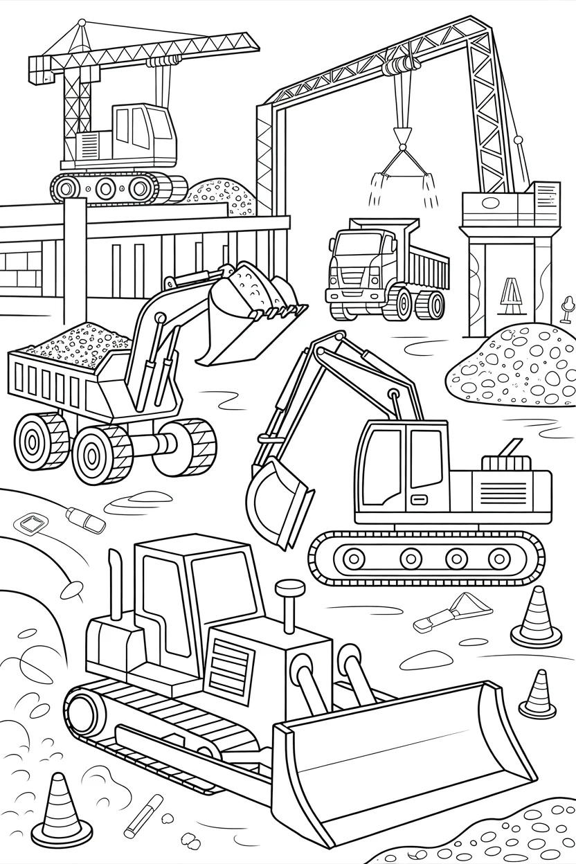 construction vehicles coloring pages free printable