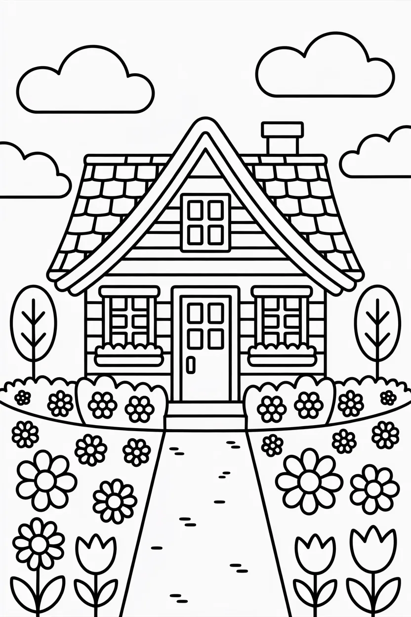 Cozy cottage house coloring pages
