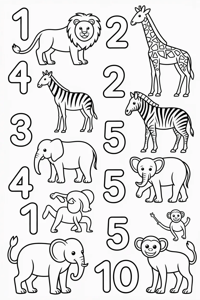5 Counting coloring pages free printable