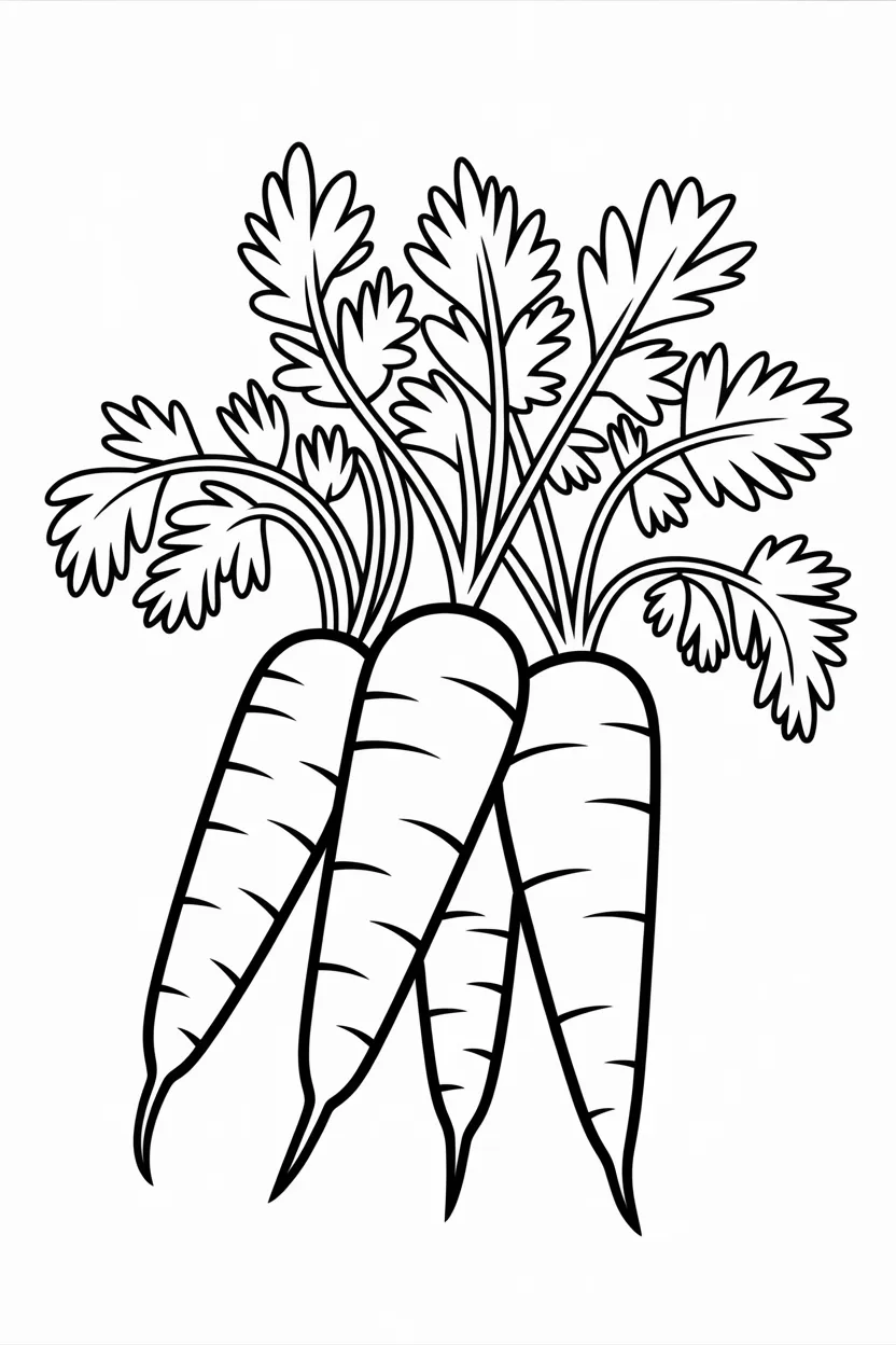 5 Carrots coloring pages free printable 