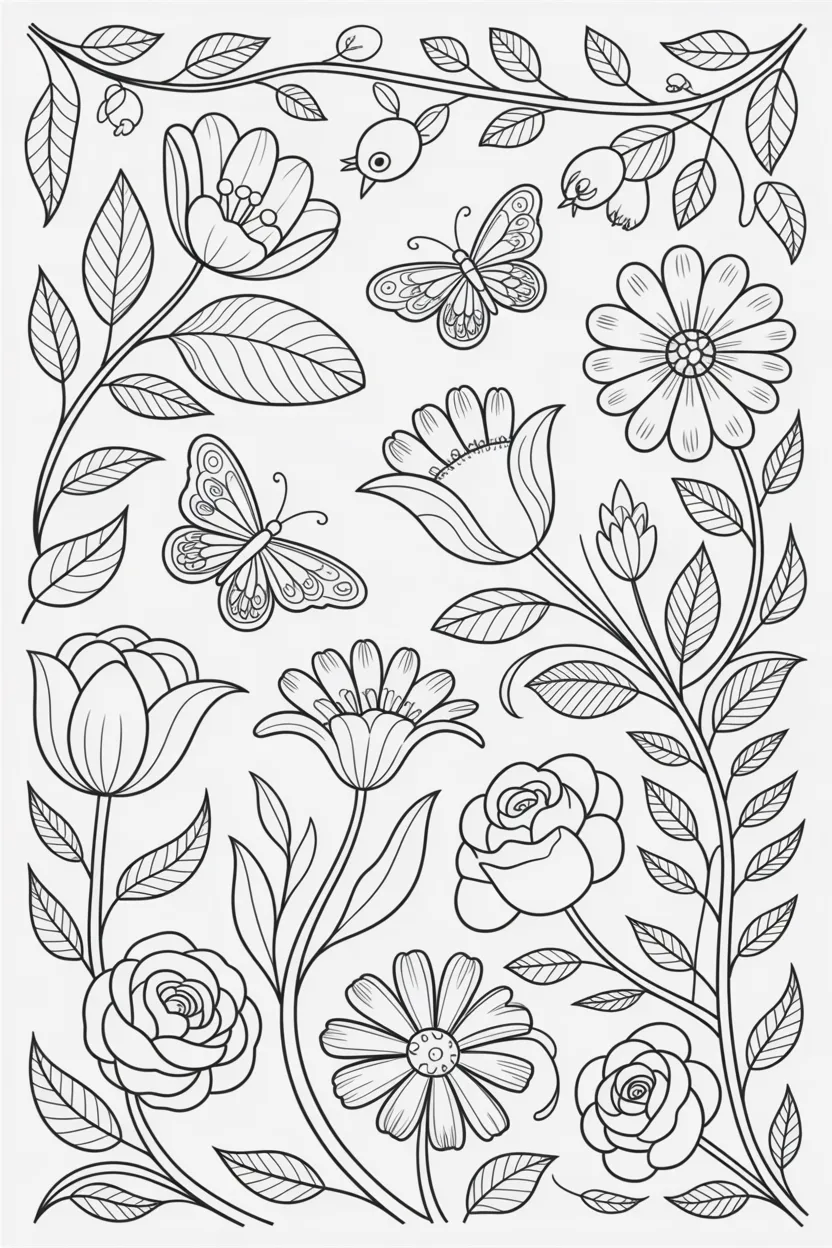 5 Spring Coloring Pages Free Printable