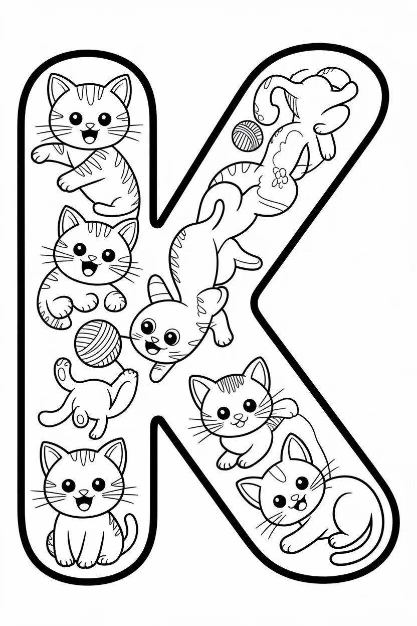 alphabet letter K coloring pages free printable