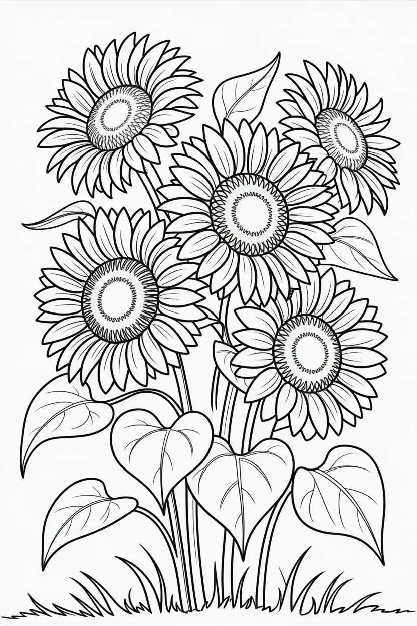 Sunflowers coloring pages free printable