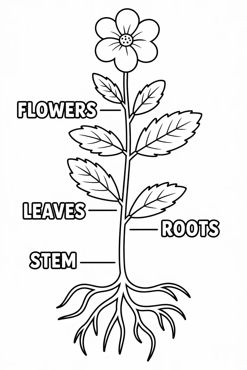 Parts of a plant coloring pagesfree printable