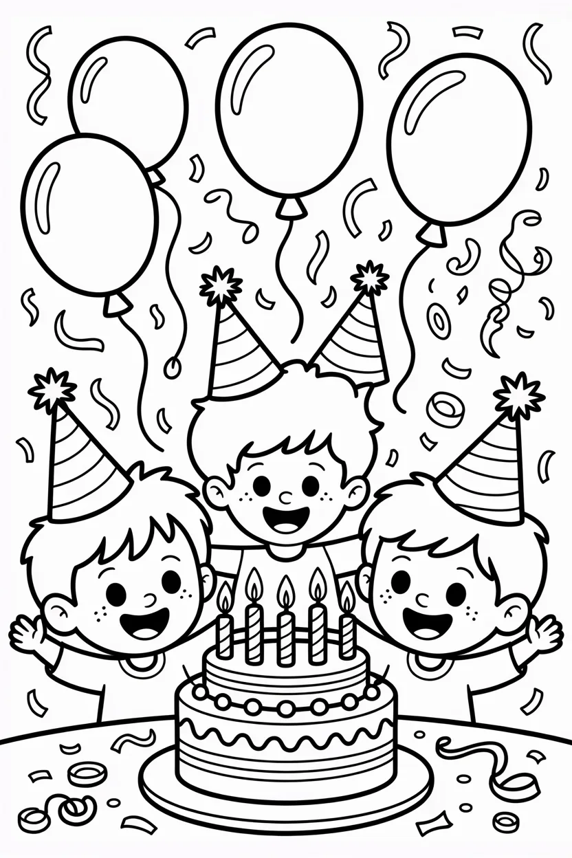 Birthday Party Coloring Pages Free Printable