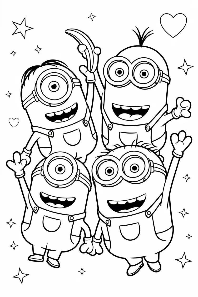 4 Minions coloring pages free printable