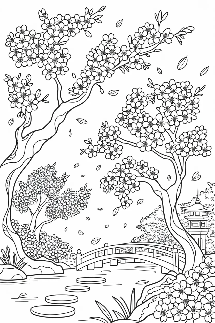 Cherry blossom coloring pages free printable