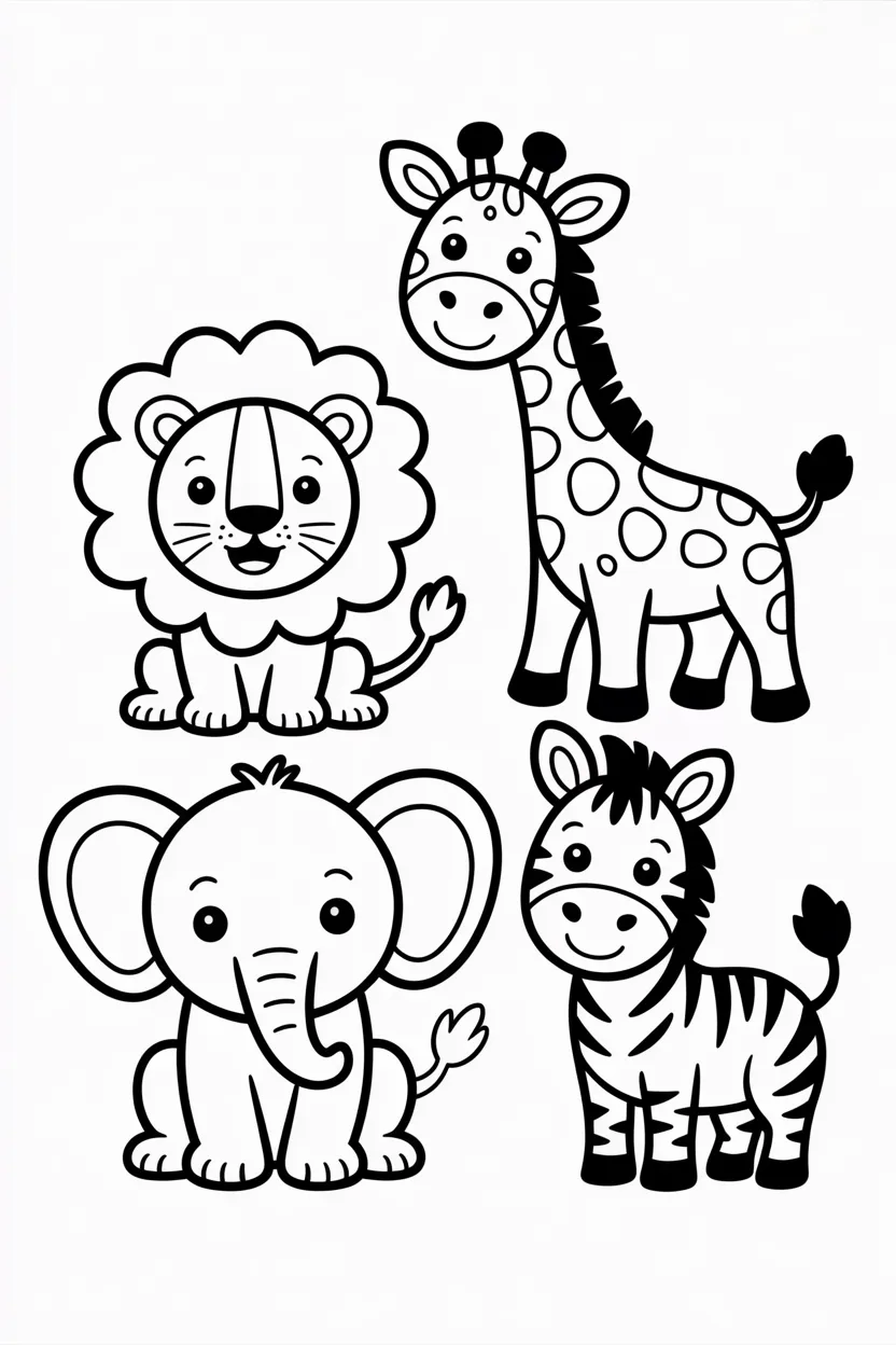cute safari animals coloring pages