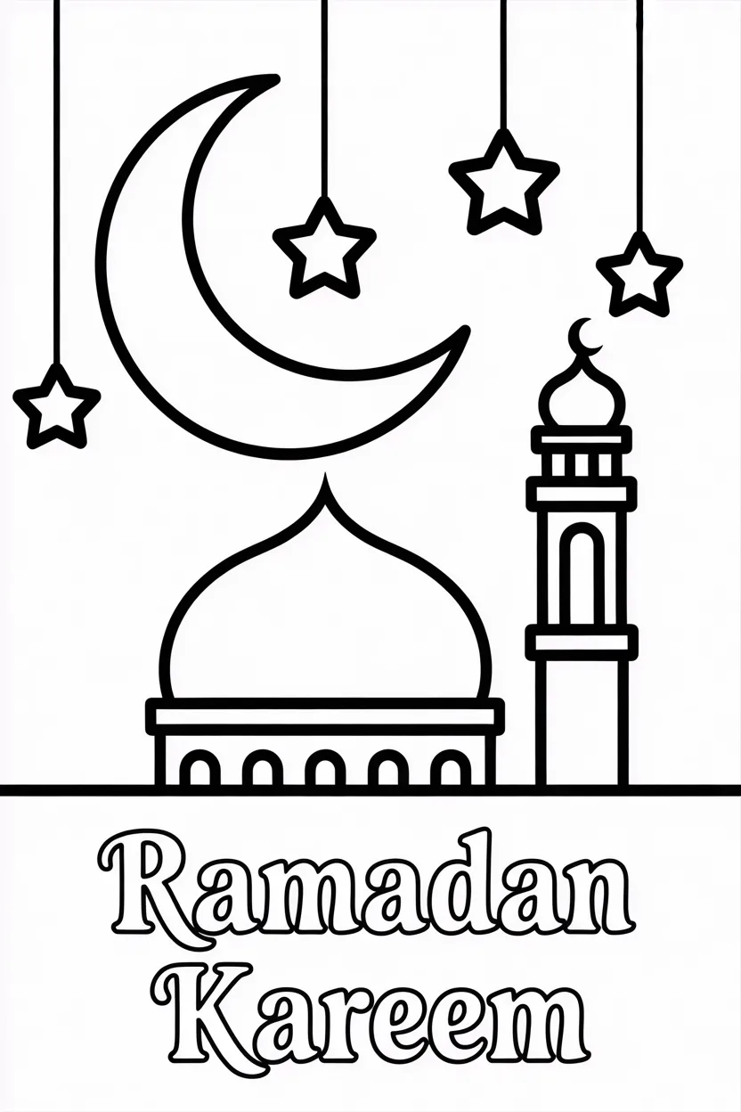 Ramzan Mosque coloring pages free printable