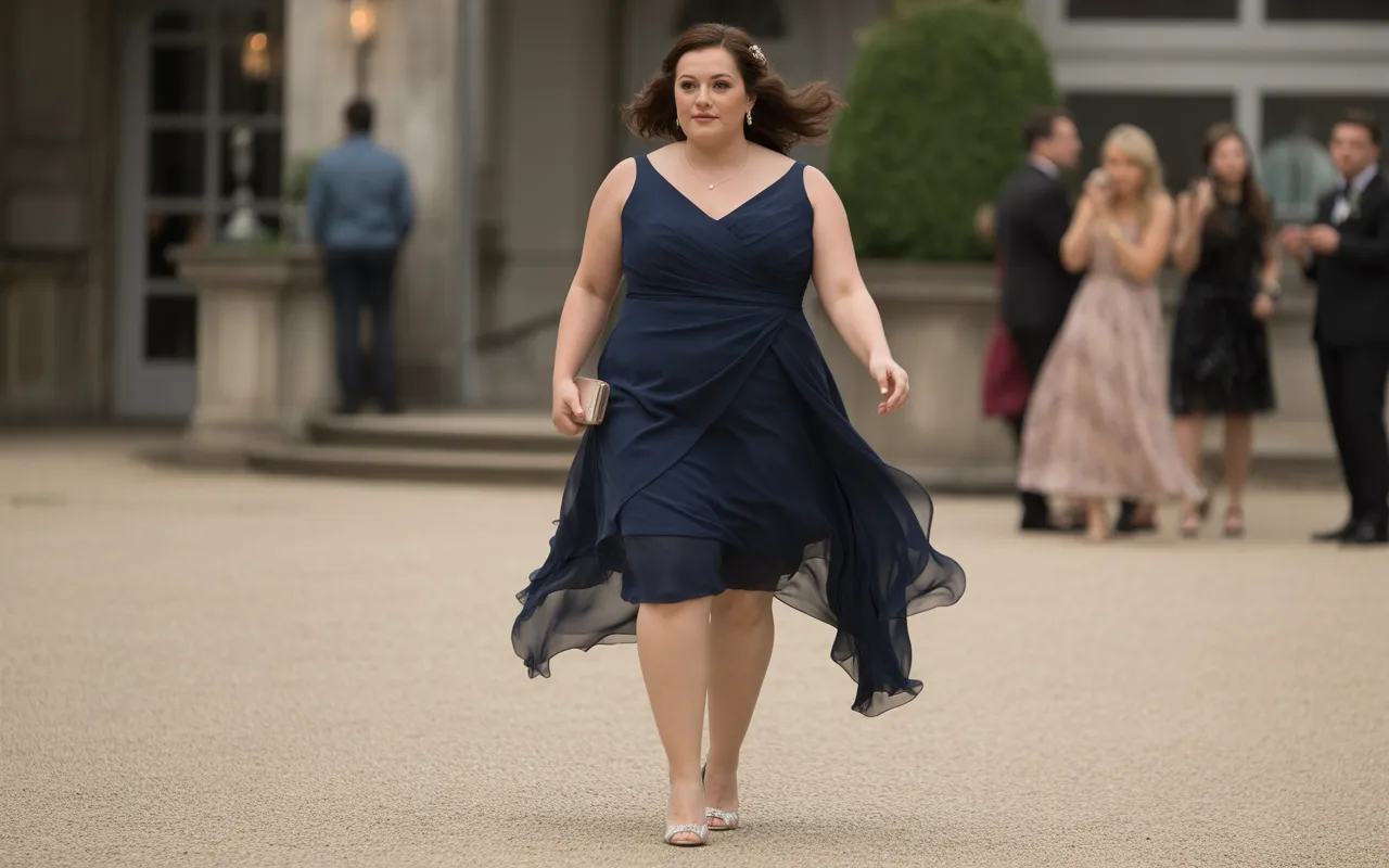 Asymmetrical Chiffon Overlay Dress