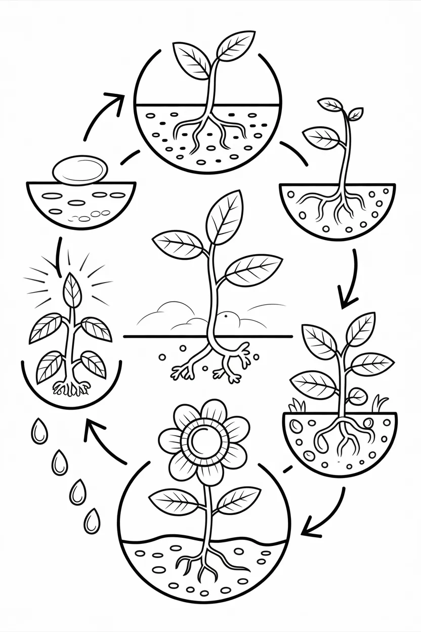 5 Life cycle of plant coloring pages