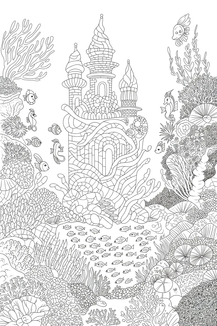 Mermaid palace coloring pages free printable