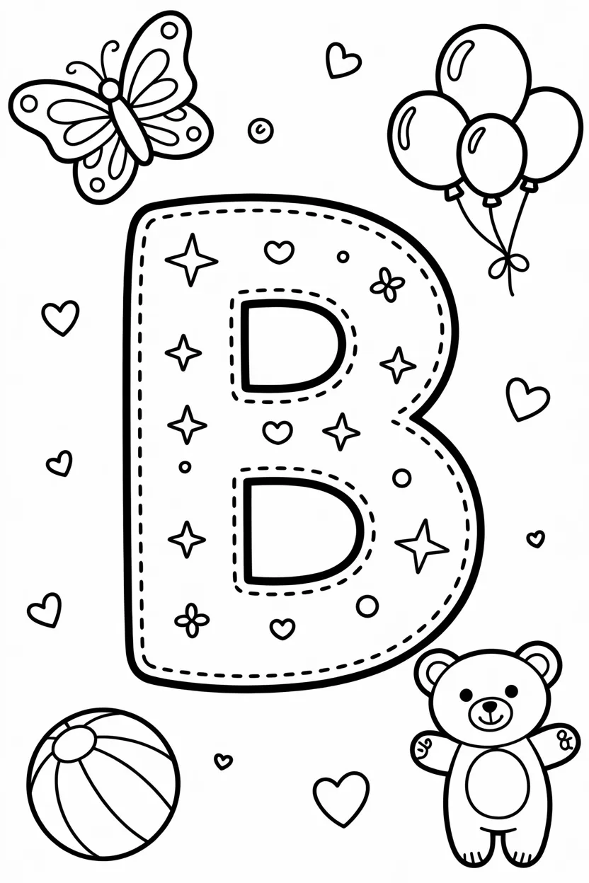 5 Alphabet Letter B coloring pages