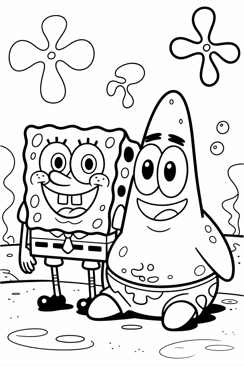 4 Spongebob and Patrick coloring pages free printable