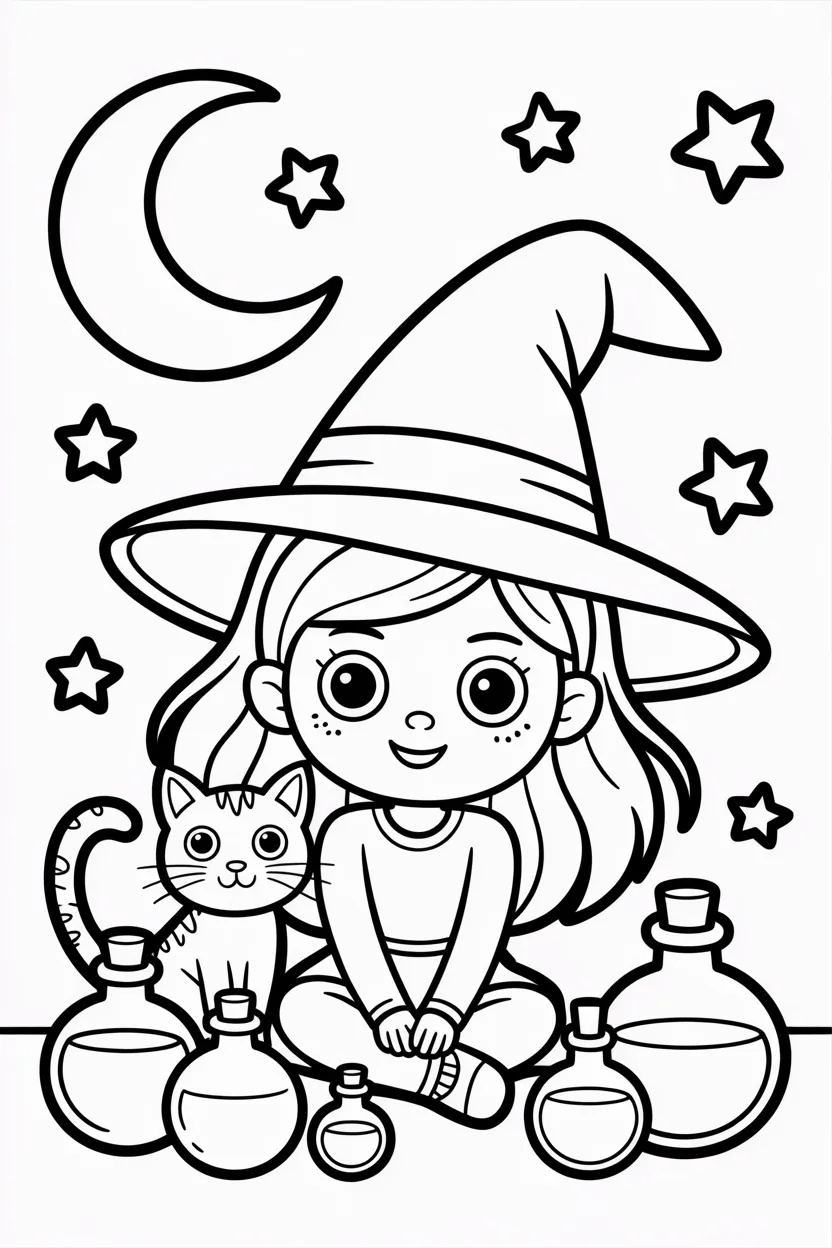 cute witch girl coloring pages free printable