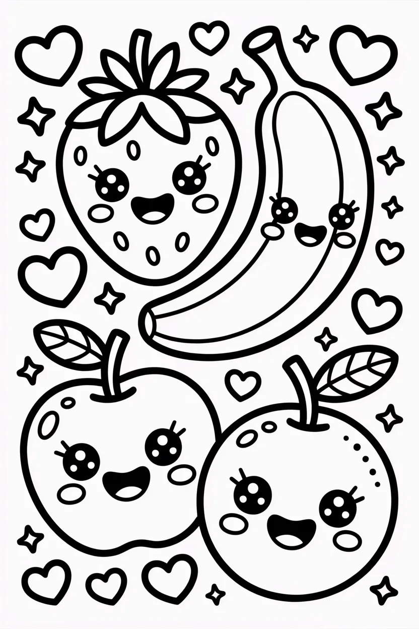 Cute Fruits Coloring Pages Free Printable