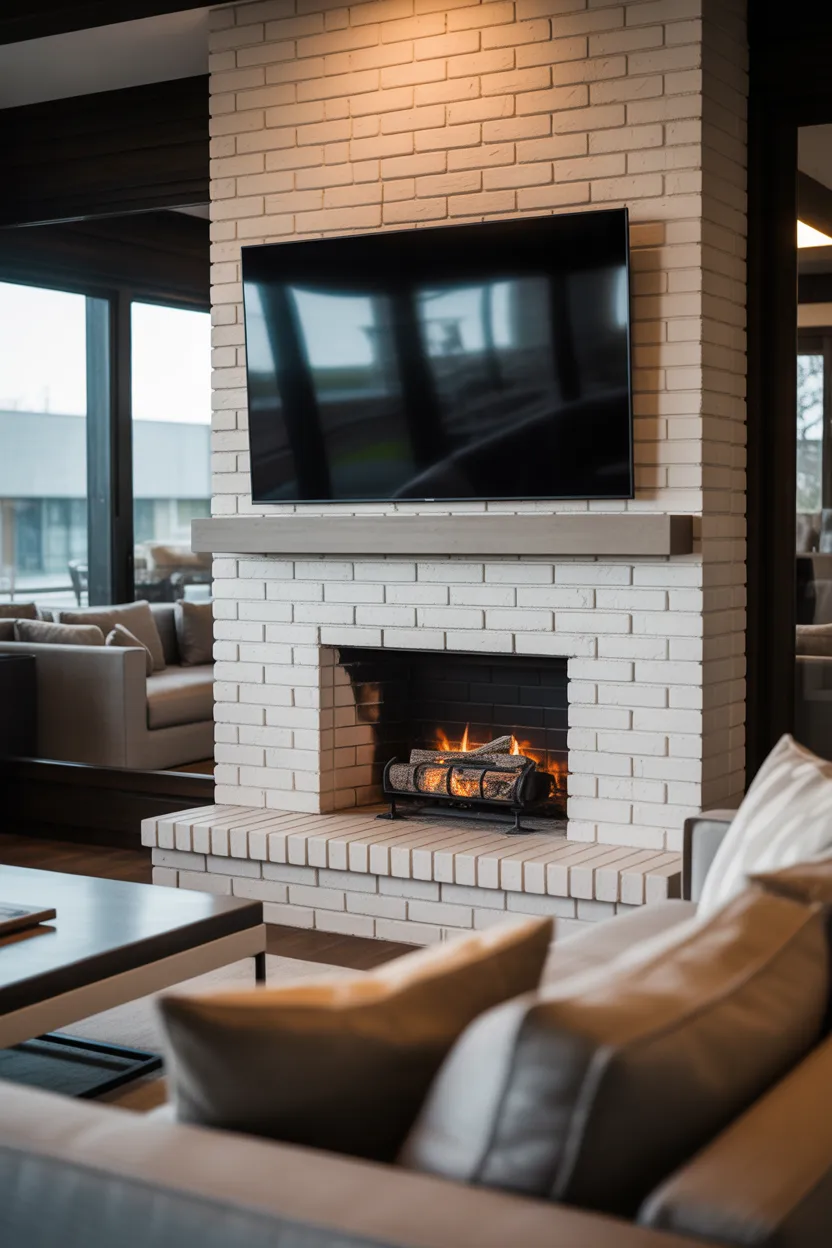 White Brick Fireplace Ideas