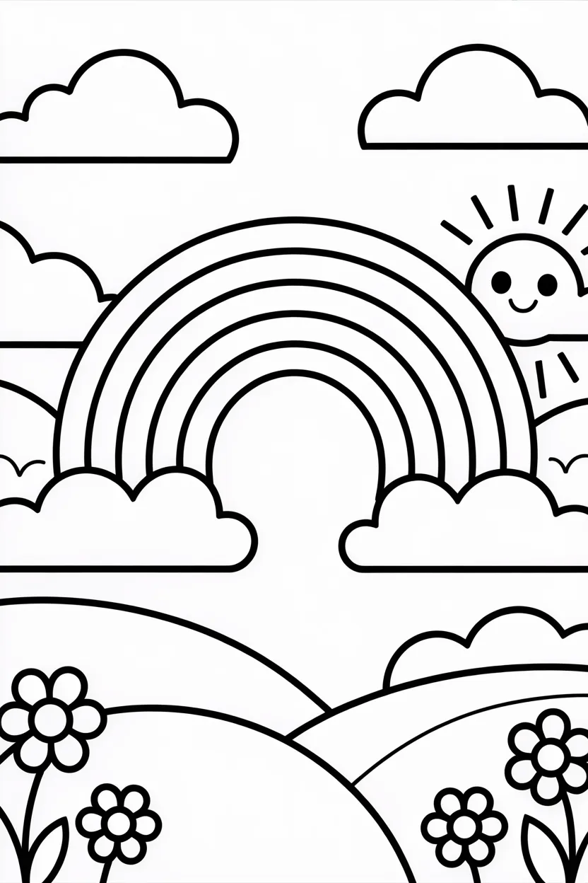 5 Rainbow coloring pages free printable