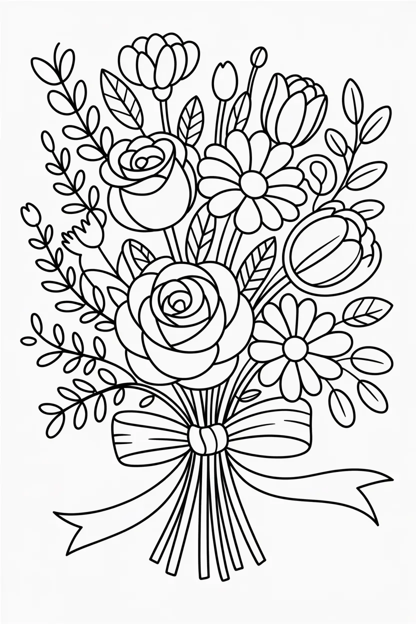 Flowers bouquet coloring pages