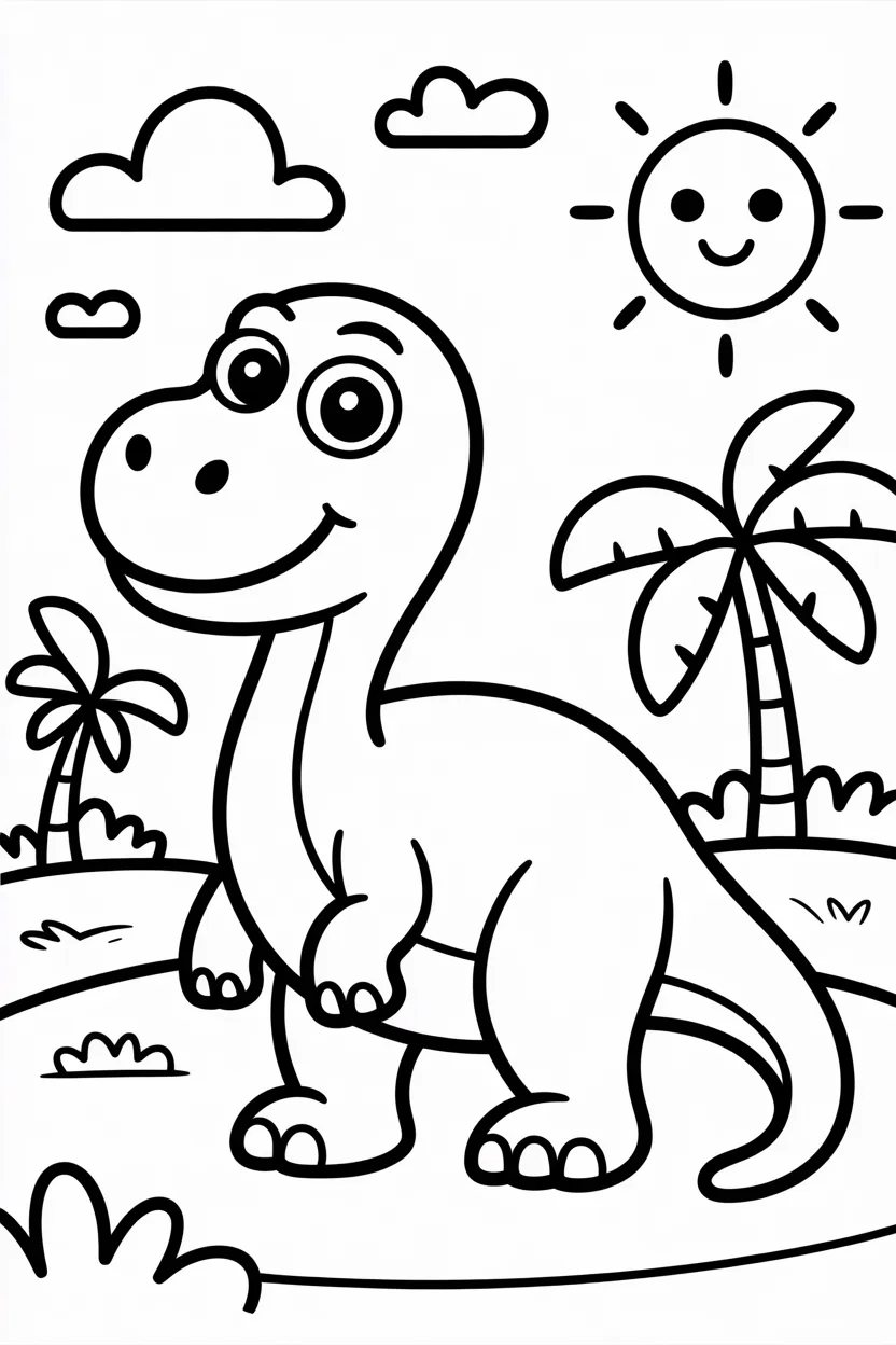 5 Dinosaurs coloring pages free printable