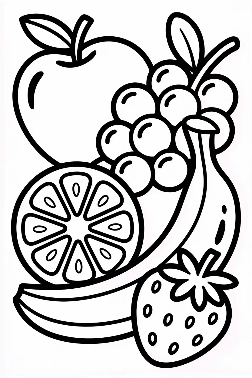 5 Fruits Coloring Pages Free Printable