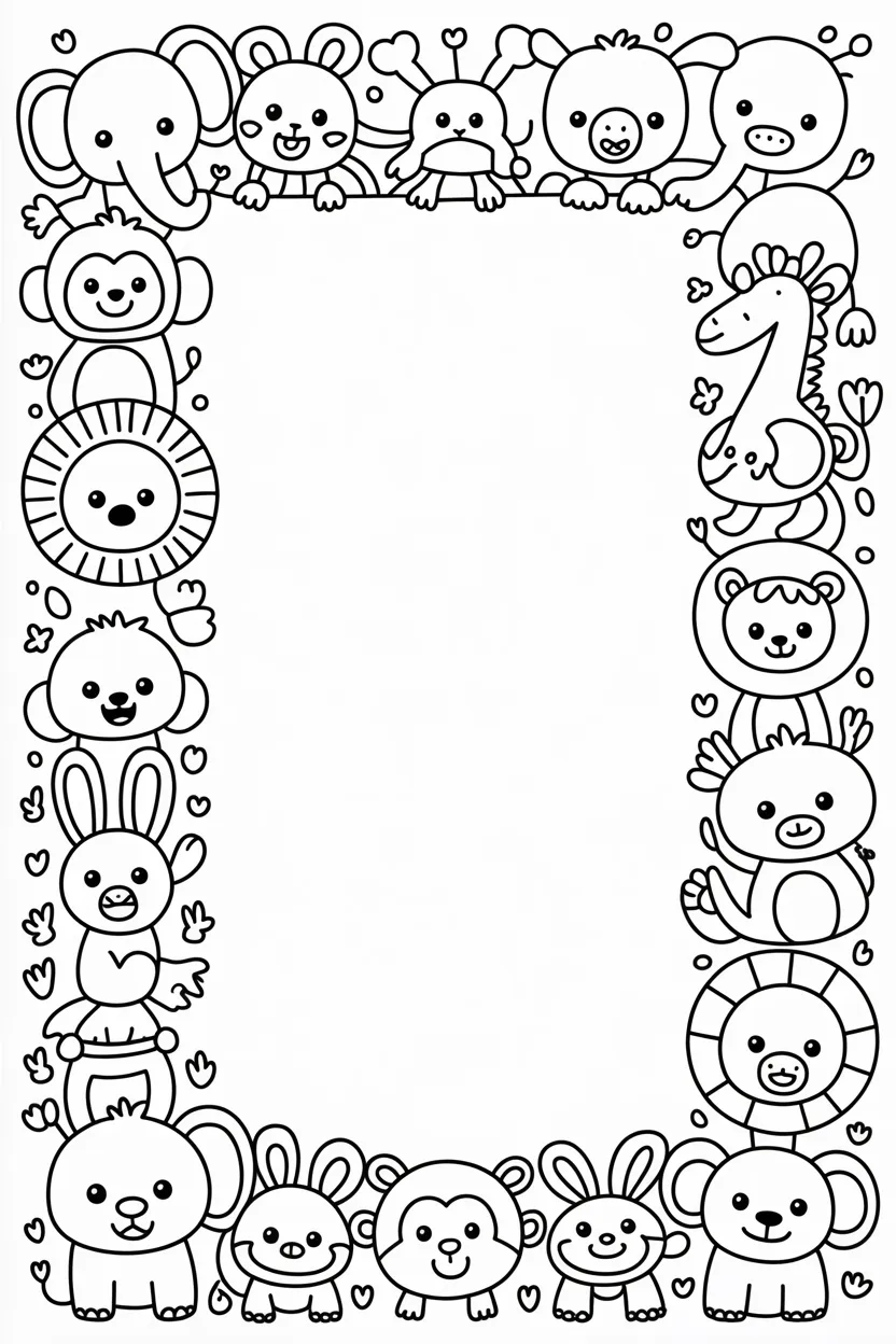 animals frame coloring pages free printable