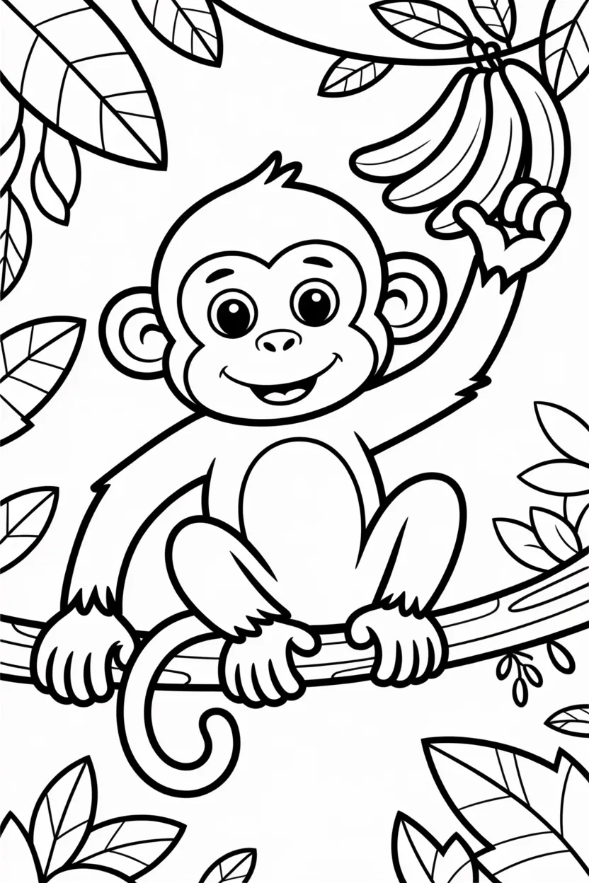 5 monkey coloring pages free printable