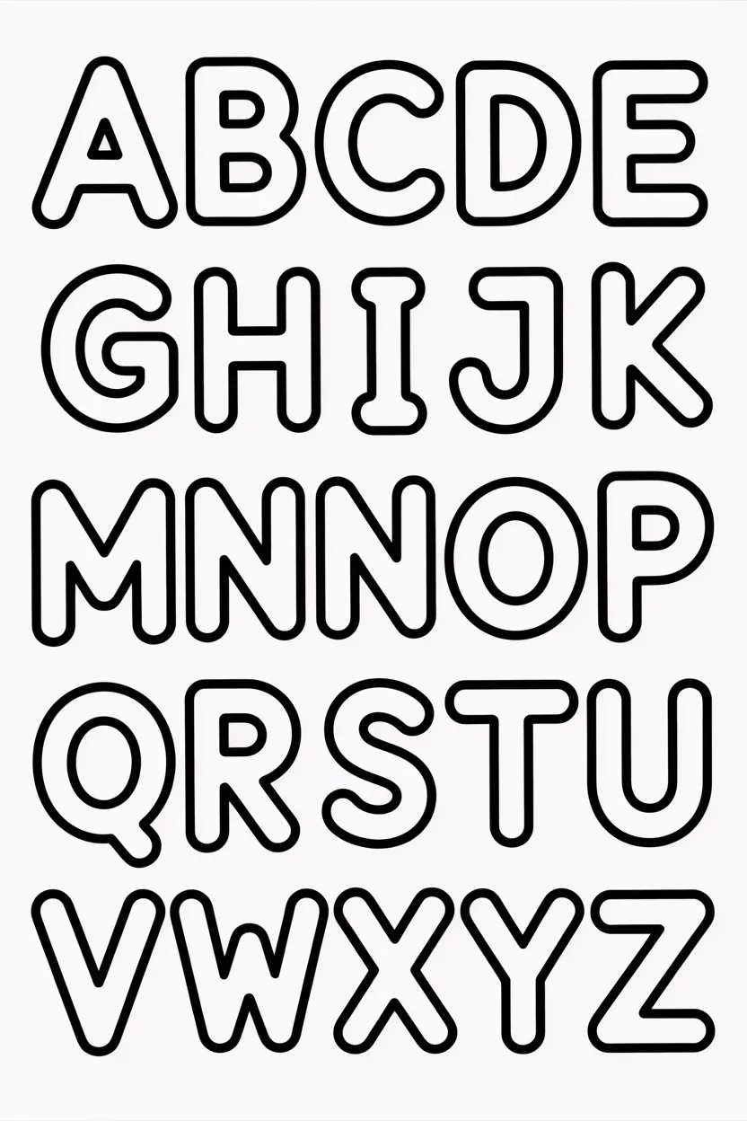 alphabet set A to Z coloring pages free printable