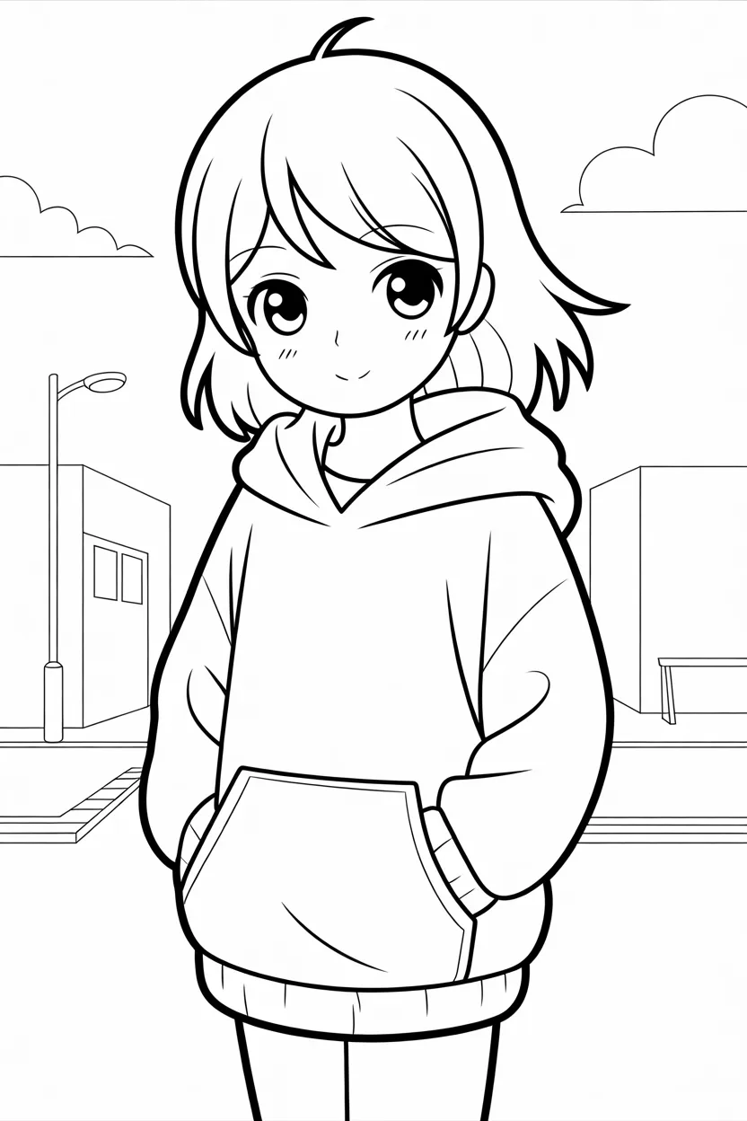 cute anime-style girl coloring pages free printable