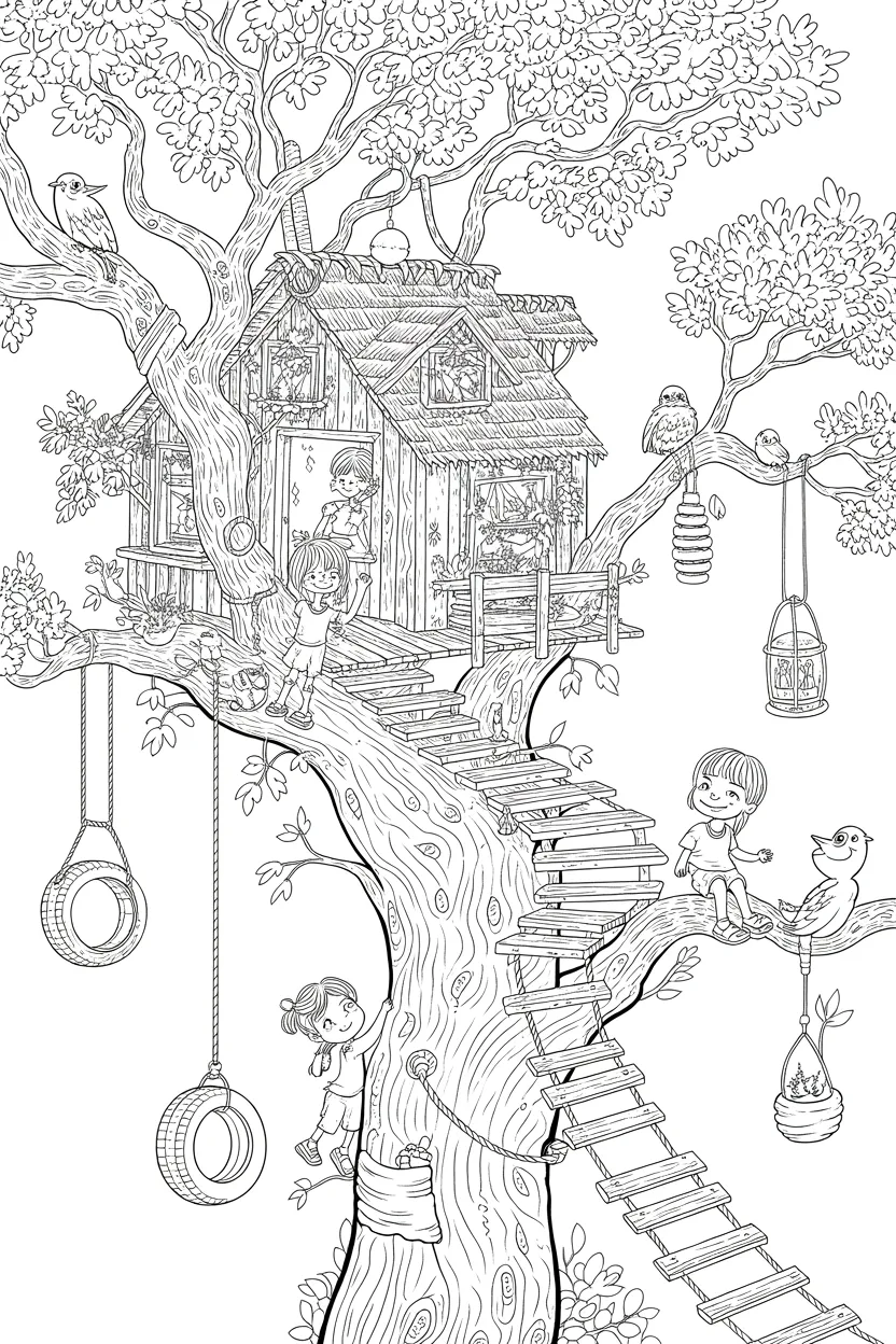 treehouse adventure coloring pages free printable