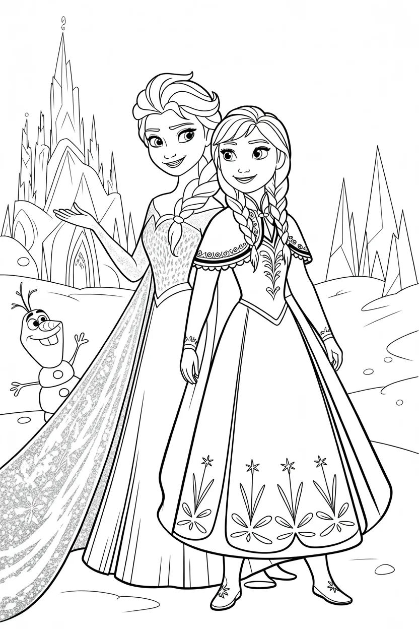 Frozen and Elsa Coloring Page