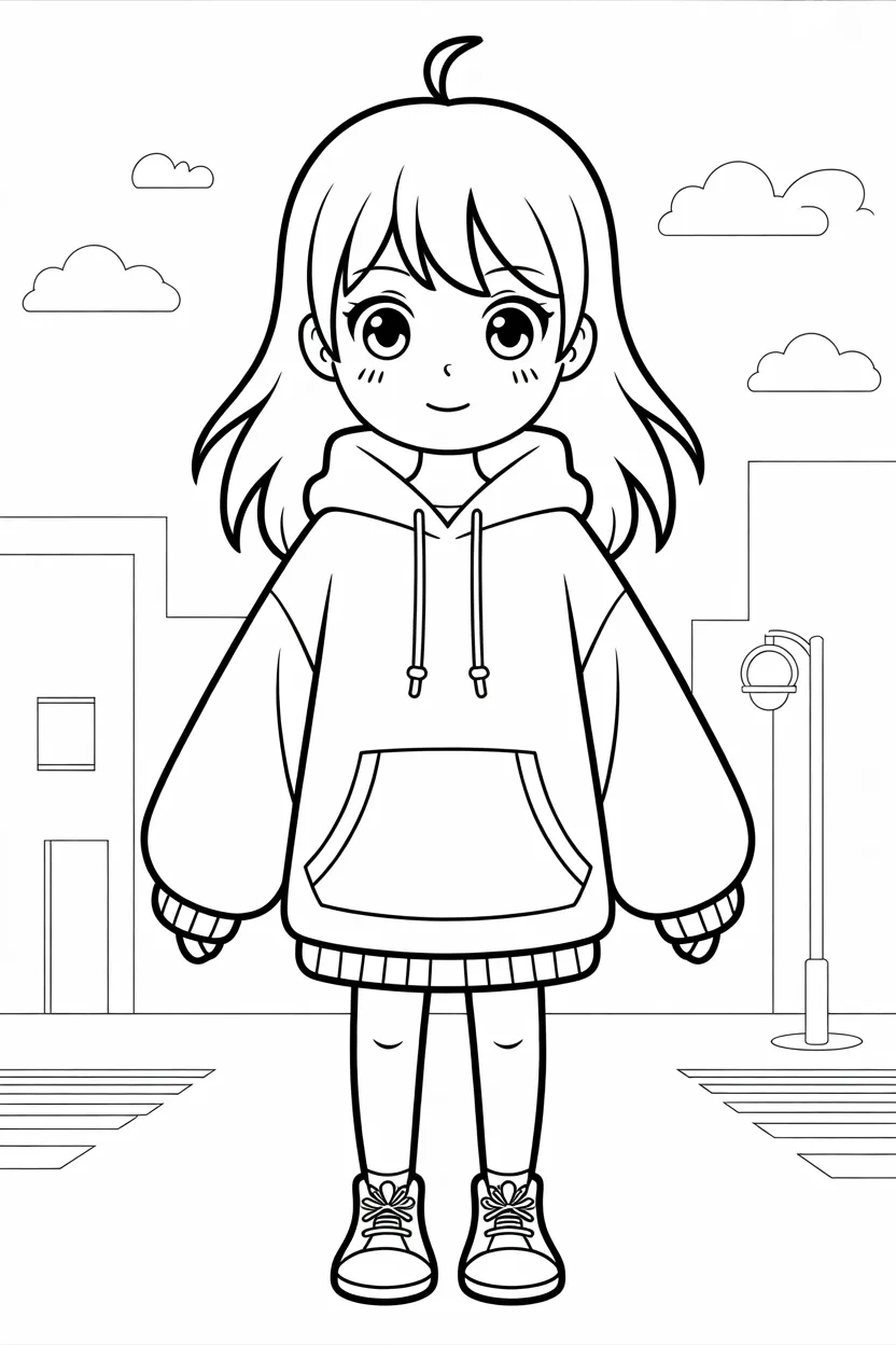 cute anime-style girl coloring pages free printable