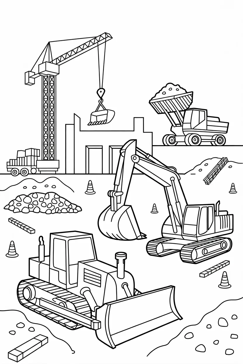 construction vehicles coloring pages free printable