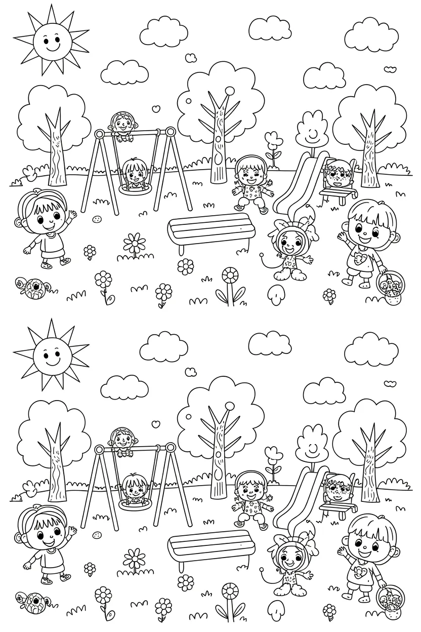 6 Spot the difference activity coloring pages