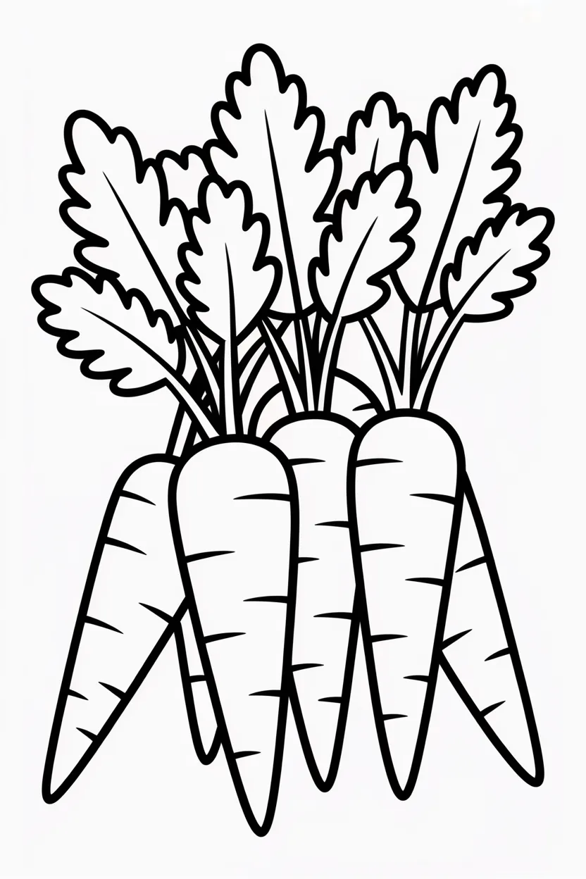 5 Carrots coloring pages free printable 