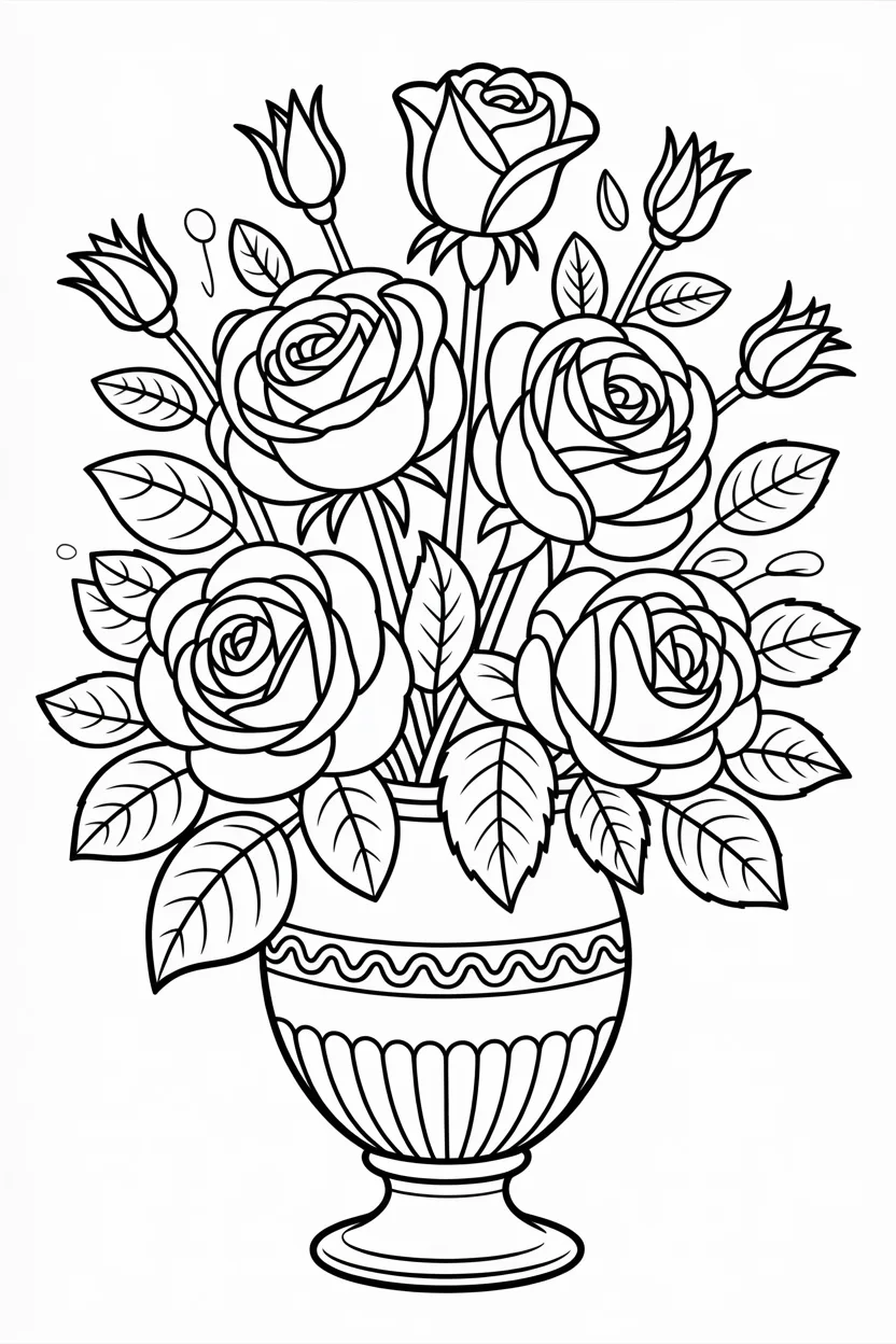 Rose bouquet coloring pages