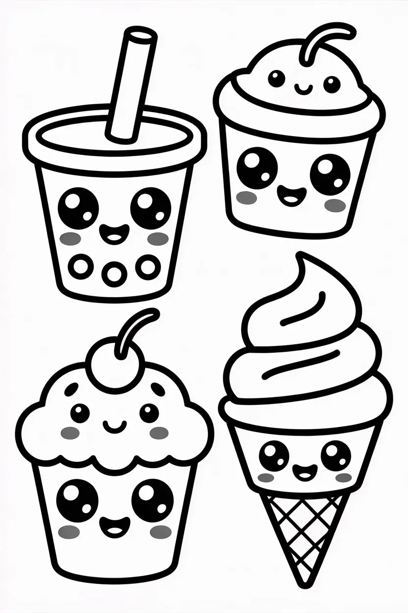 5 Cute food coloring pages free printable