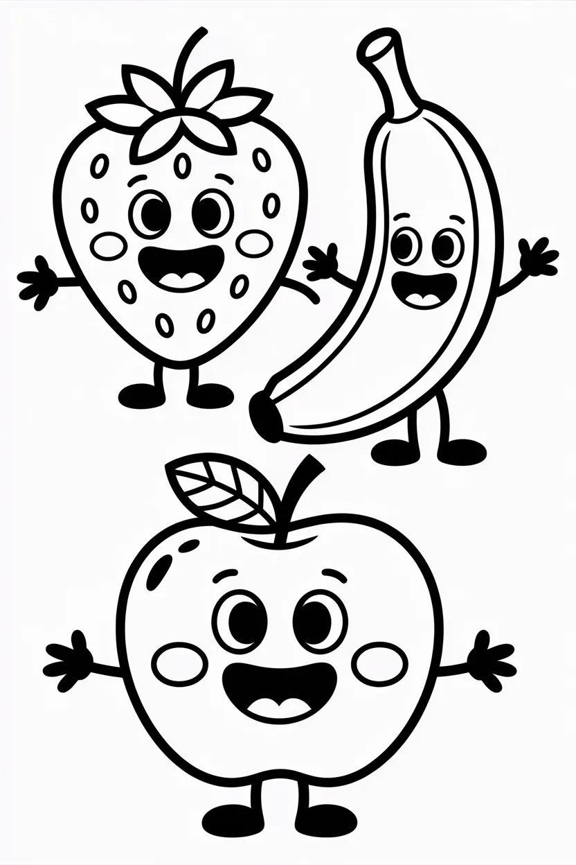 5 Cute fruit friends coloring pages free printable