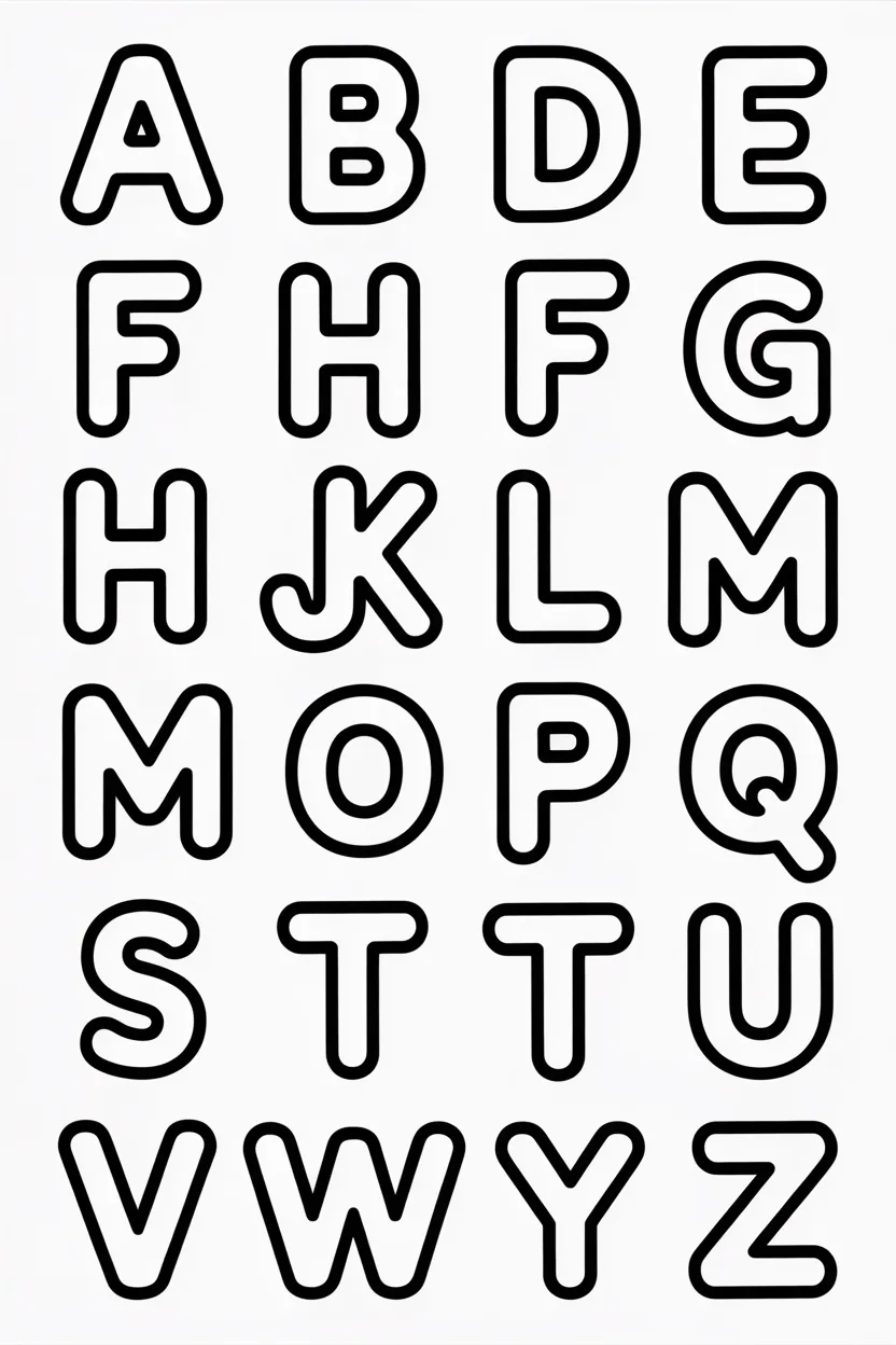alphabet set A to Z coloring pages free printable