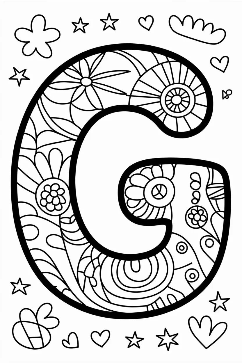 Alphabet letter G coloring pages free printable