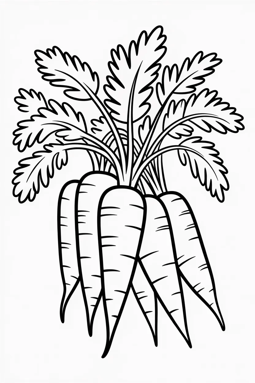 5 Carrots coloring pages free printable 