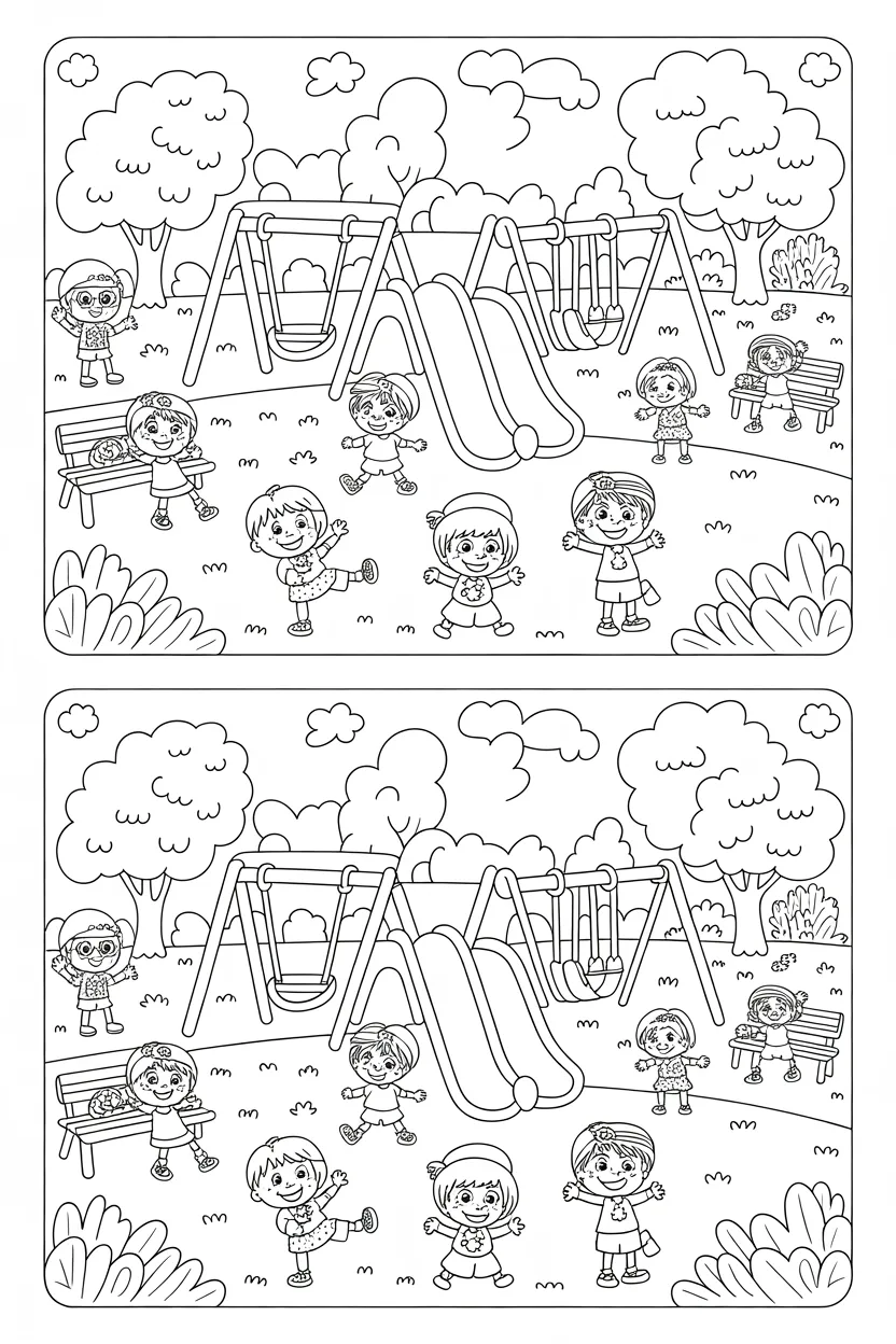 6 Spot the difference activity coloring pages