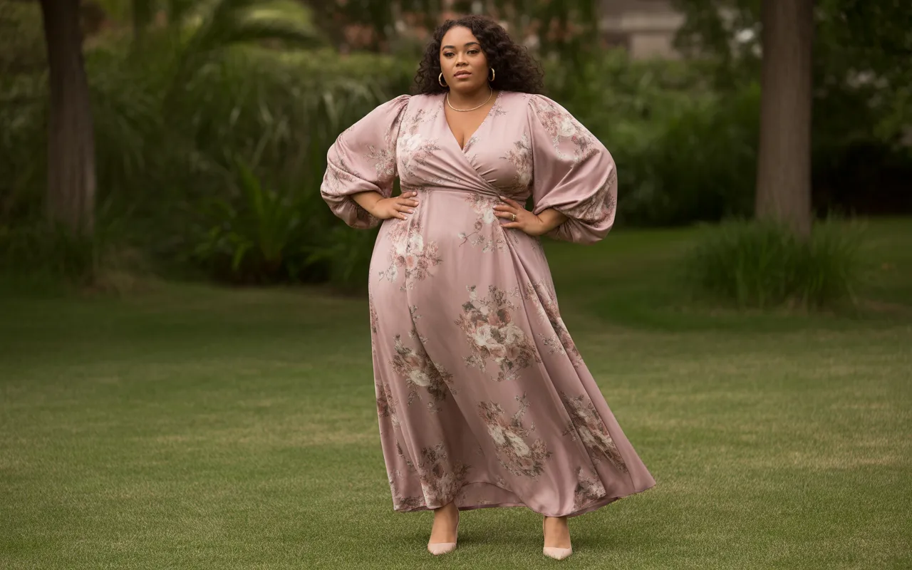 Floral Wrap Maxi Dress with Statement Sleeves