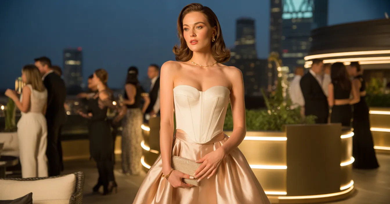 Satin Skirt with Corset Top